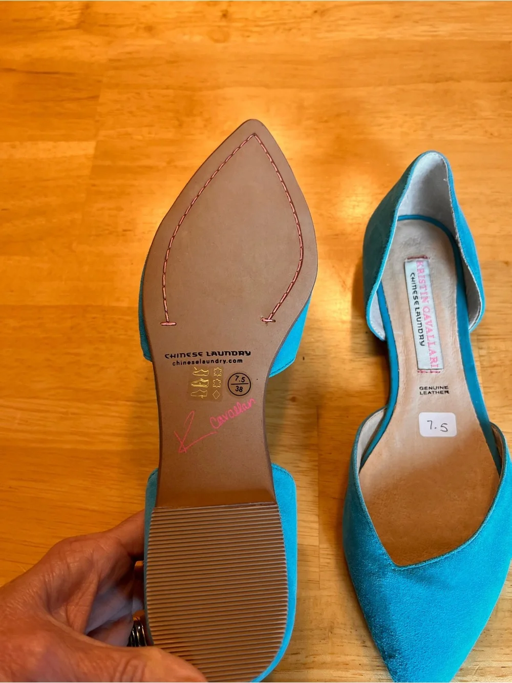 Teal Suede Pointed D'Orsay Flats Chinese Laundry Kristin Cavalleri 7.5 nwot